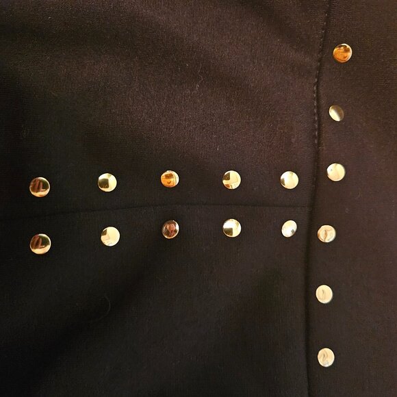 Stretchy Black Gold Riveted Skirt - Picture 1 of 4